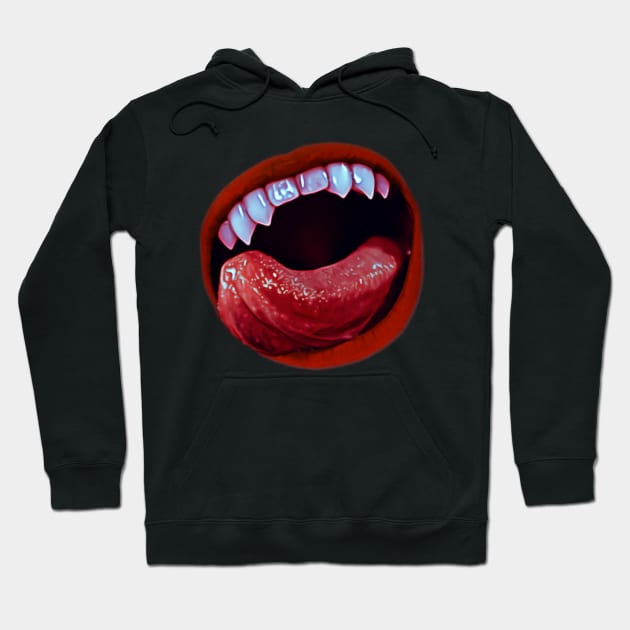 Vampire Snack Time | Fanged Vampire Lips Hoodie by Vampyre Zen